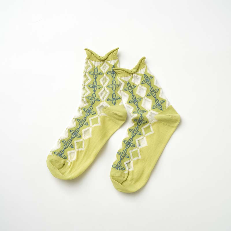 from F apila 四つ葉 シースルーソックス/YE